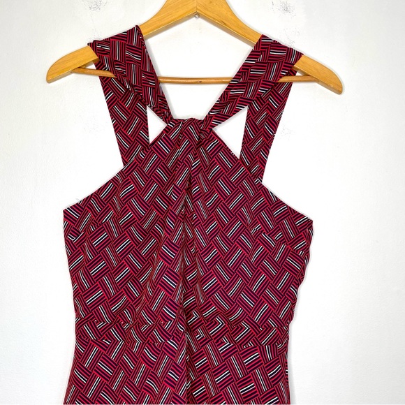 SOLD Banana Republic Wrap Halter Midi Dress Size 6 Basketweave Red - Picture 9 of 11